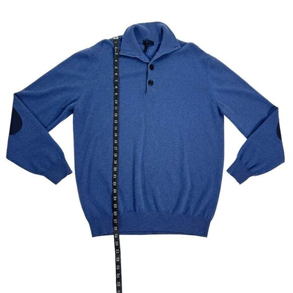Enzo Mantovani Men’s Large Cashmere Italian Blue Knitted Pullover Polo Sweater - Picture 9 of 11